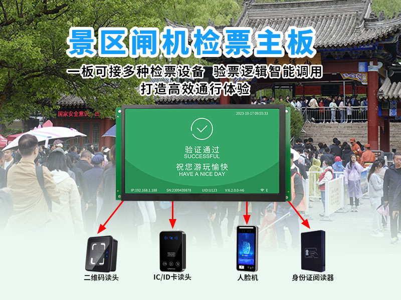 景区闸机检票主板支持多种检票设备外接