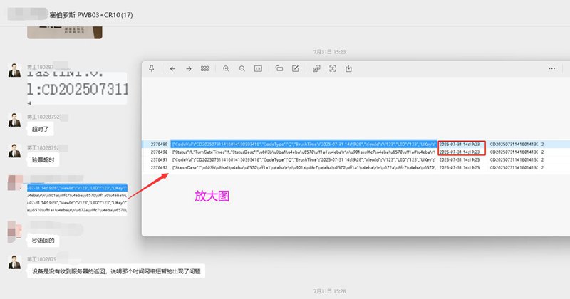 景区检票主板 合作的票务系统平台商晒出的日志图